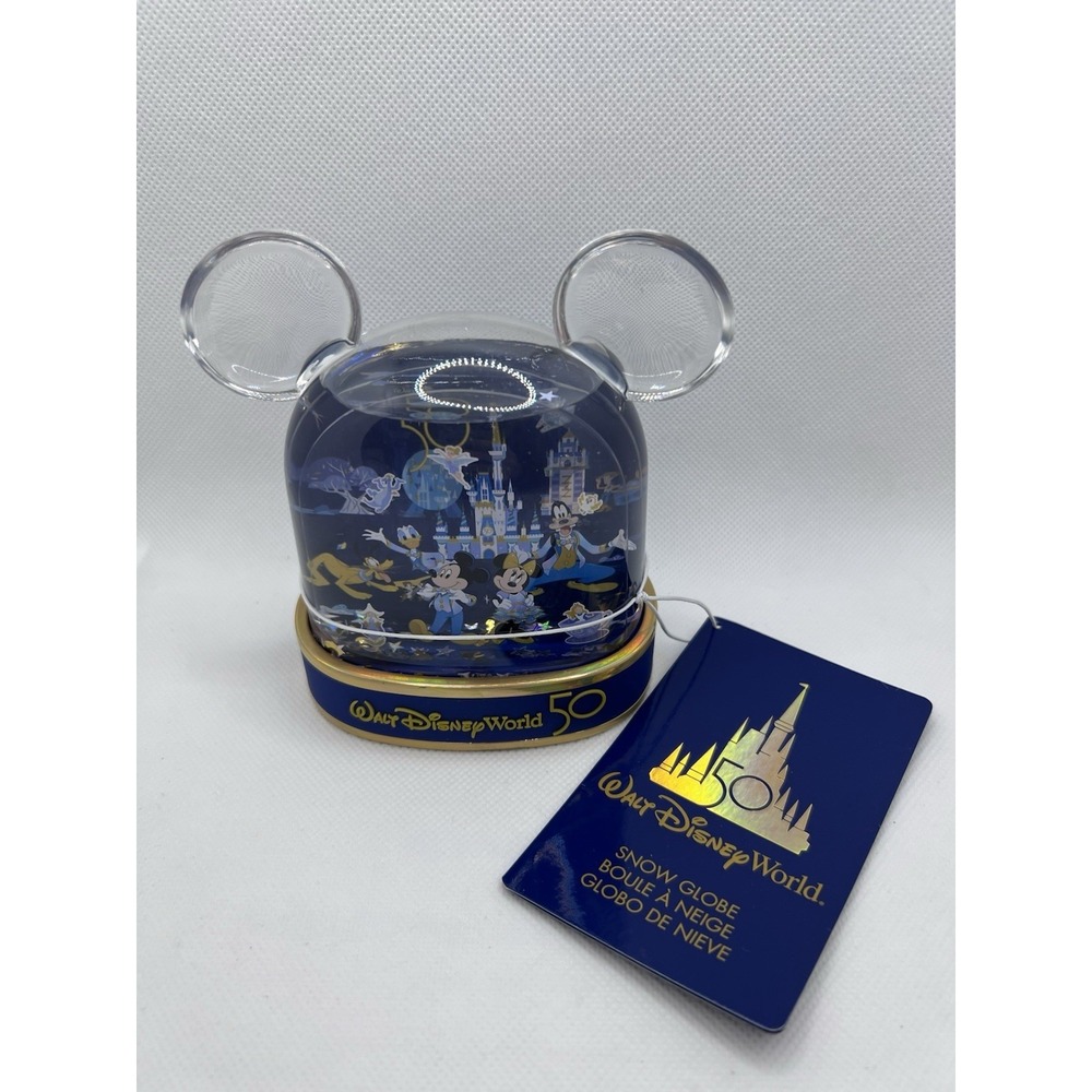 NEW Walt Disney World 50th Anniversary Snow Globe Mickey Minnie Ears Park Icons - Picture 2 of 3